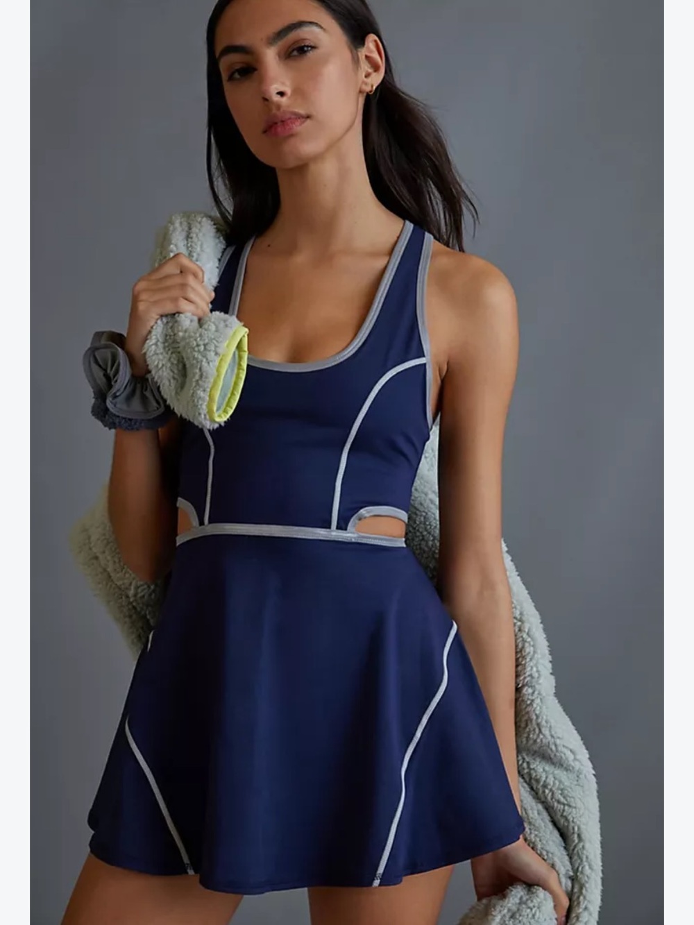 Free People Movement Give It A Whirl Navy Cut Out Mini Dress ( S )